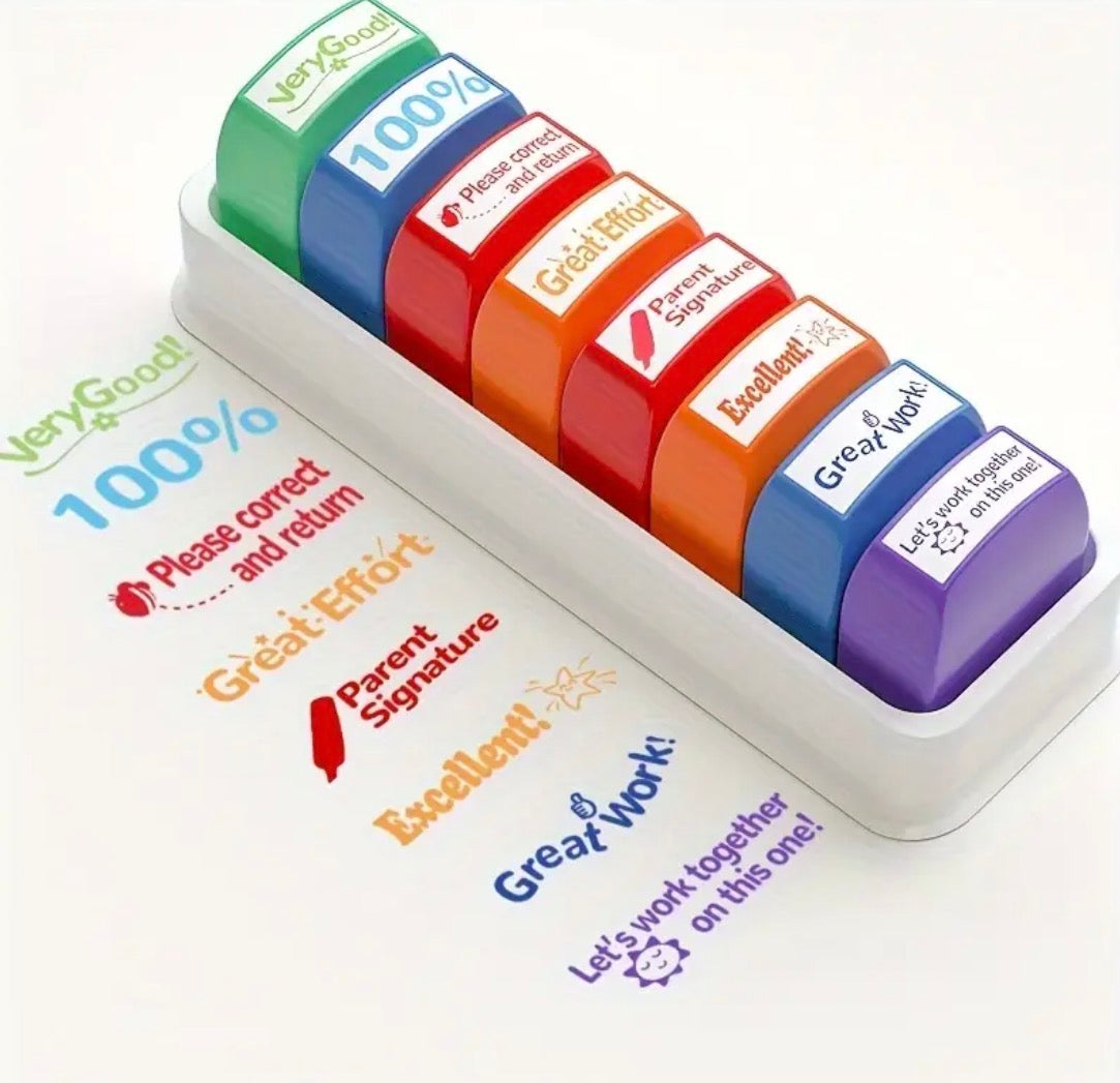 Teachers 8-piece Self-Inking Stamps.