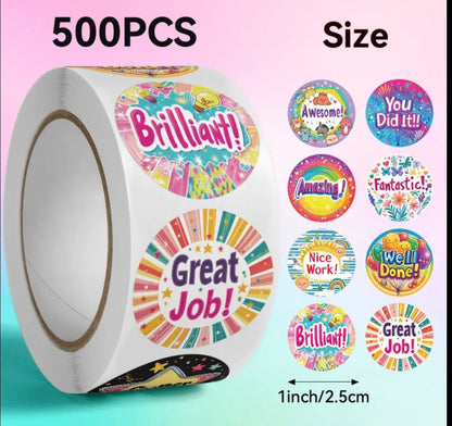 Rolled Motivational stickers. 500 ct.