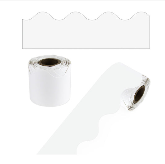 White Rolled Scalloped Bulletin Board Borders. 2.25” x 36’