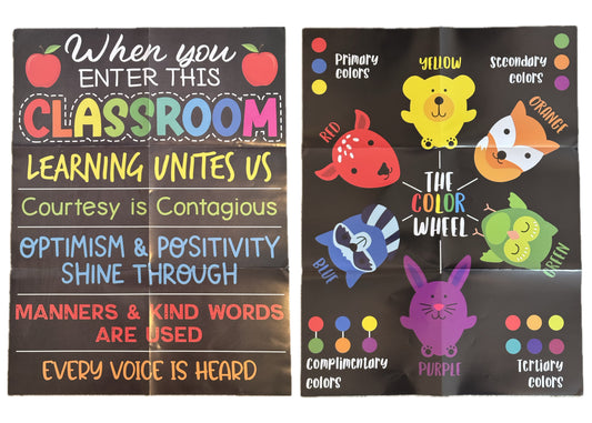 2-pack Classroom Motivational & Color Wheel Posters.