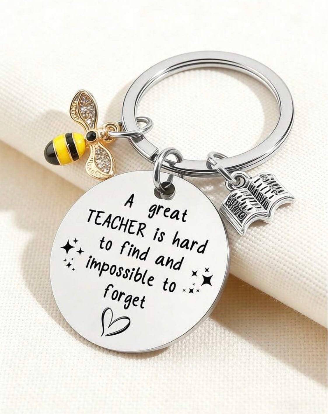 Teacher Appreciation Keychain – Bee Charm Gift