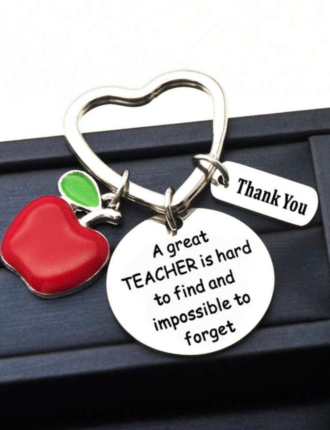 Teacher Appreciation Heart Keychain – “A Great Teacher is Hard to Find and Impossible to Forget”