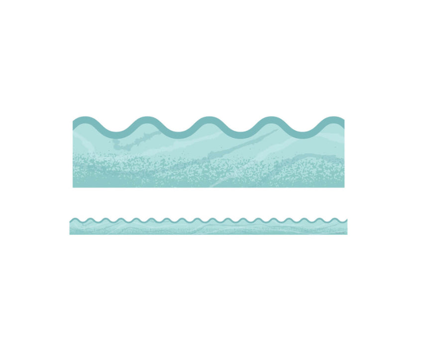 Blue Woodgrain Scalloped Borders