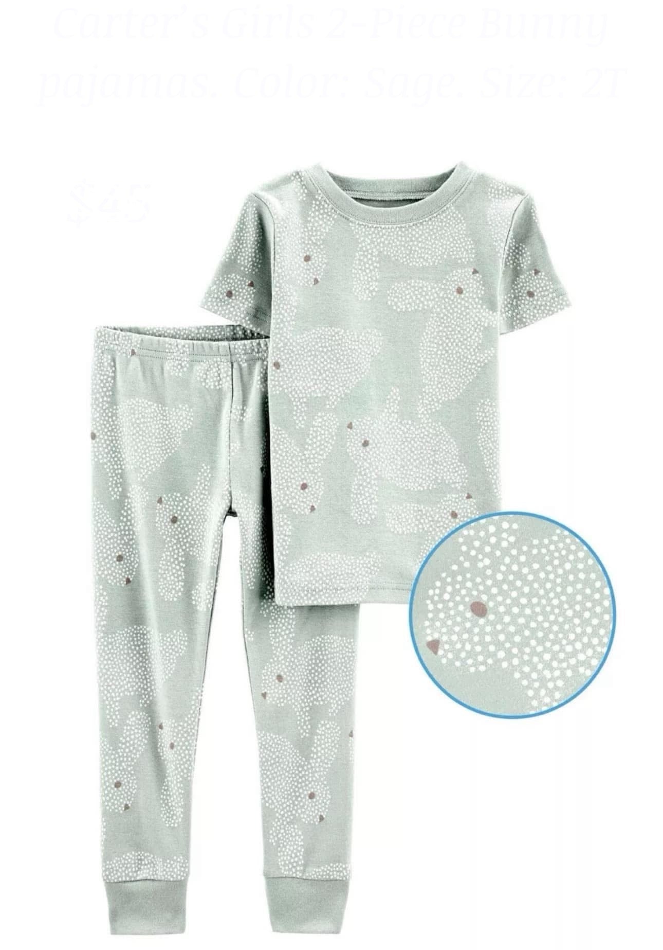 Girls 2-piece Snug Fit  Bunny Pajamas. Size: 2T