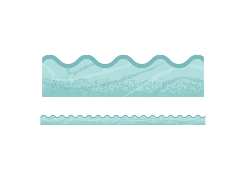 Blue Woodgrain Scalloped Borders