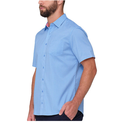 Performance Stretch Short Sleeve Woven Shirt - Blue.  Size: XL