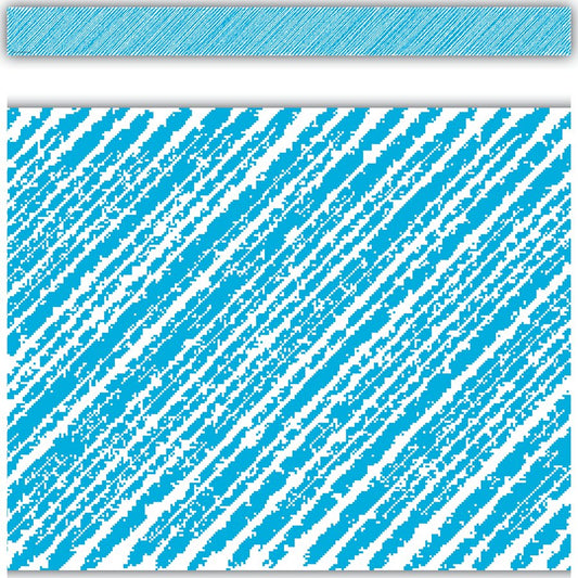Aqua Scribble Straight Border Trim