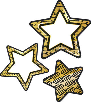 Black and Gold Stars Cutouts. 39 ct