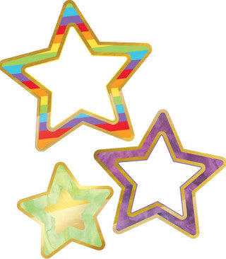 Rainbow and Foil Stars Cutouts.  39 ct
