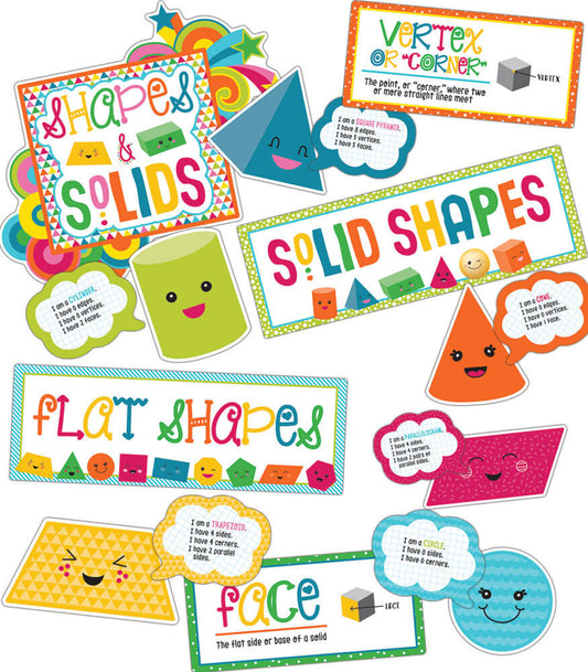 School Pop Shapes and Solids Bulletin Board Set