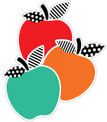 Schoolgirl Style Black, White & Stylish Brights Apples Cutouts