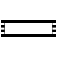 Simply Stylish Black & White Stripe Name Plates. 36 ct