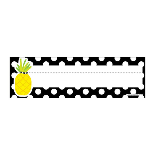 Simply Stylish Tropical Pineapple Polka Dot Name Plates.  36 ct