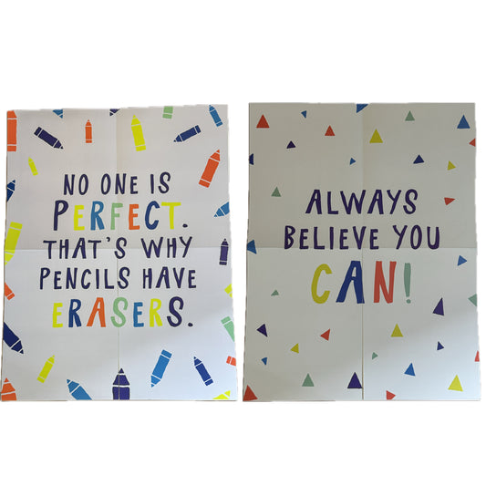 No One is Perfect & Believe you Can Motivational Charts. 2 pieces.
