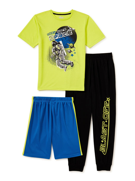 Boys Sleep On It 3-piece Glow in the Dark Pajama Set. L(10/12)