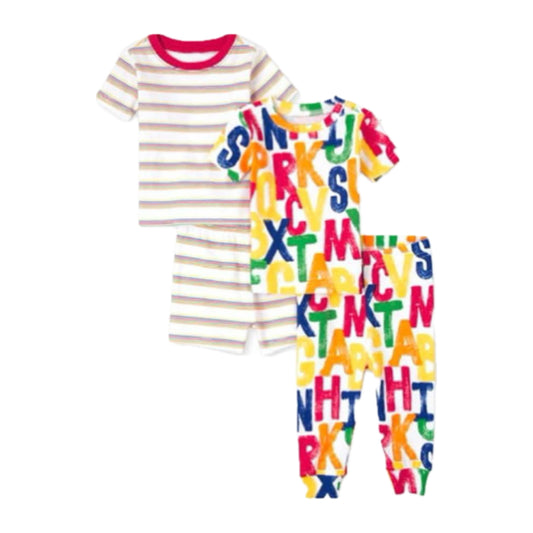 Toddler Boys 4-piece Alphabet & Stripes Pajama Set. 4T