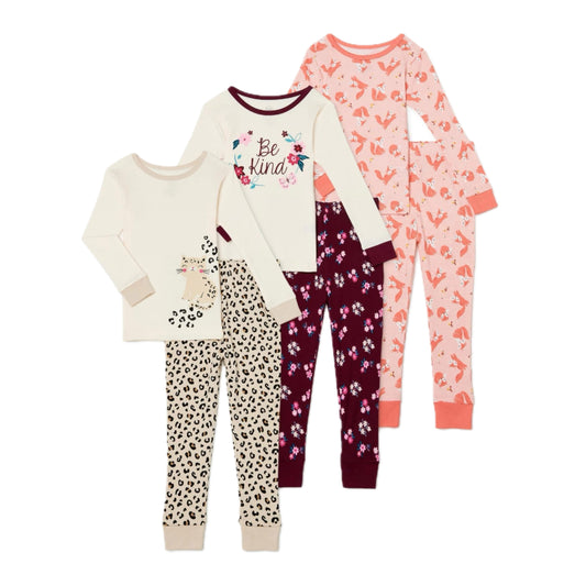 Toddler Girls 6-piece Pajamas Set - Be Kind