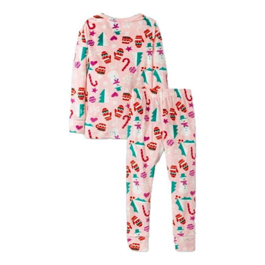 Toddler Girls 2-piece Christmas Pajamas - Festive Icon Pink. 5T