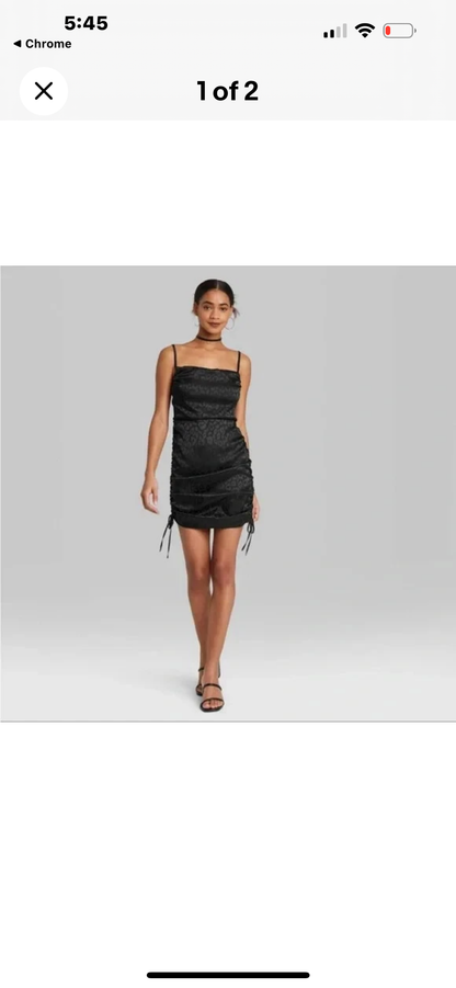Women's Sleeveless Ruched Side Bodycon Dress - Back Satin. Large