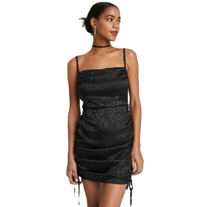 Women's Sleeveless Ruched Side Bodycon Dress - Back Satin. Large