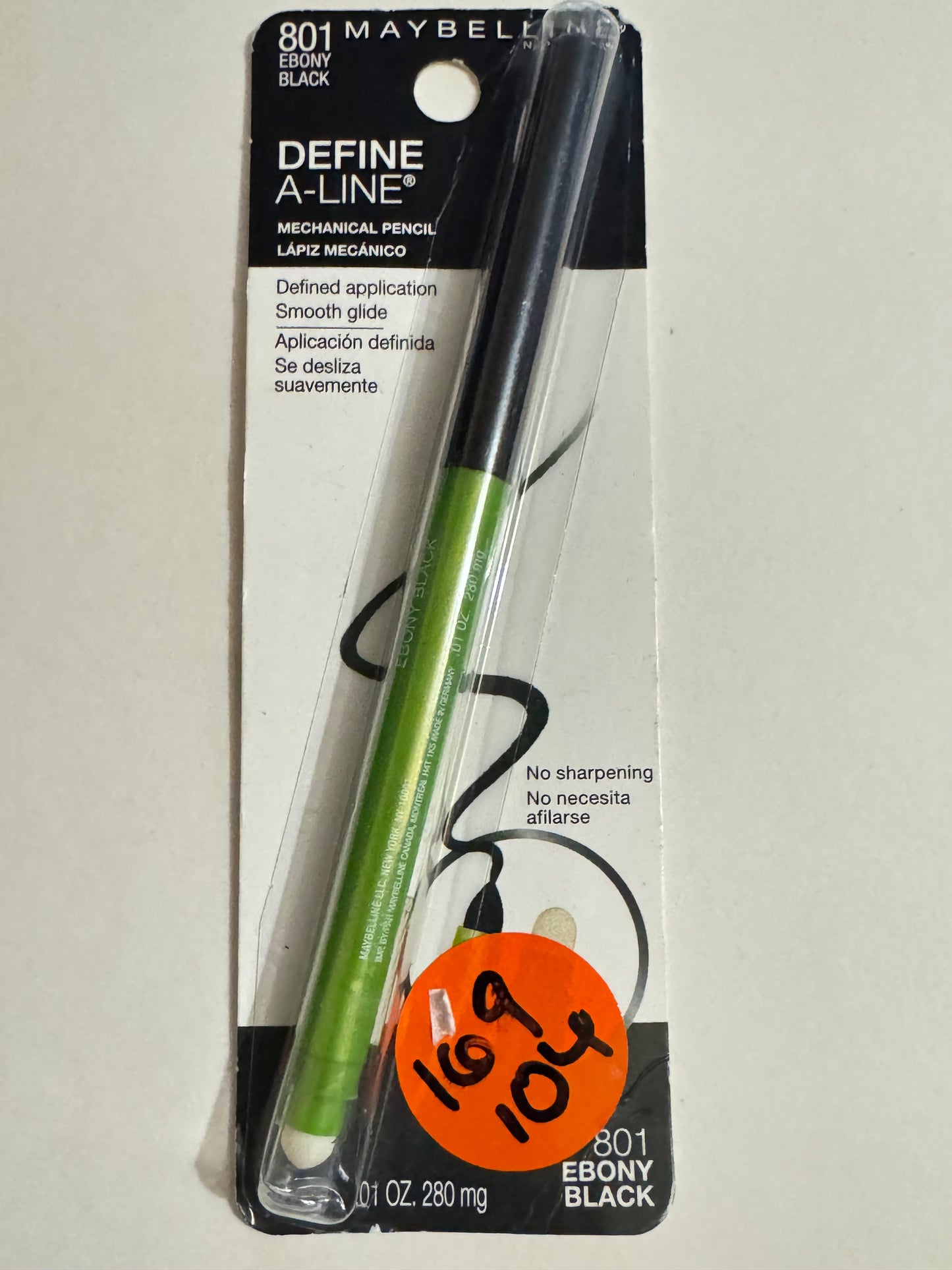 MAYBELLINE DEFINE-A-LINE® EYE LINER EYE MAKEUP - 801 Ebony Black