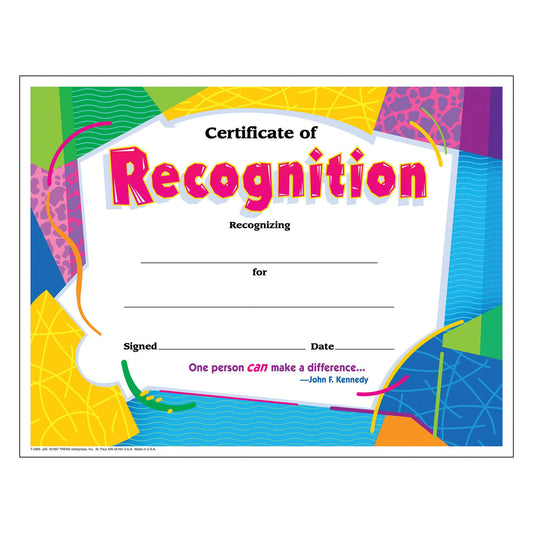 Certificate of Recognition Colorful Classics Certificates. 30 ct