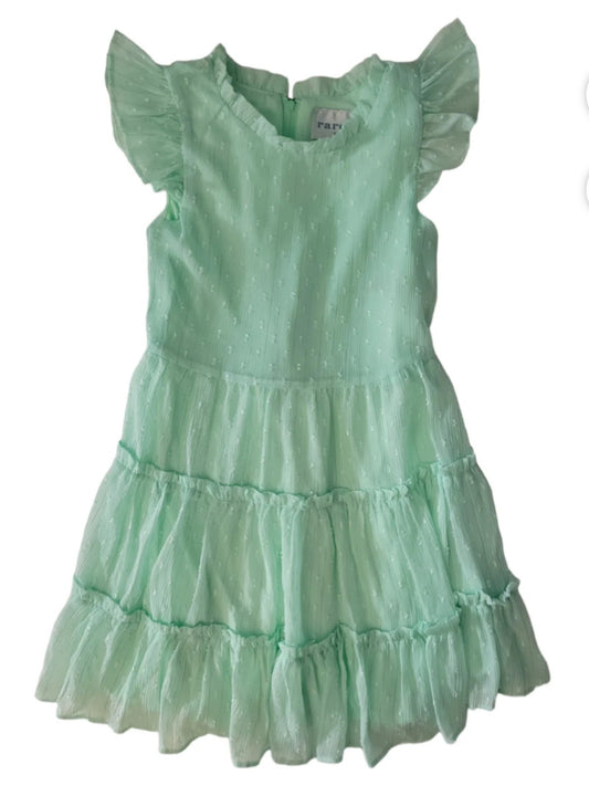 Girls Chiffon Ruffle Dress - Mint. Size: Large