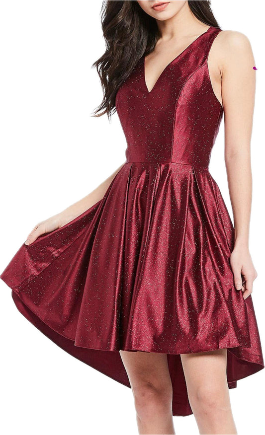 Dear Moon Junior Hi-Low Prom Dress - Plum. Size: 7