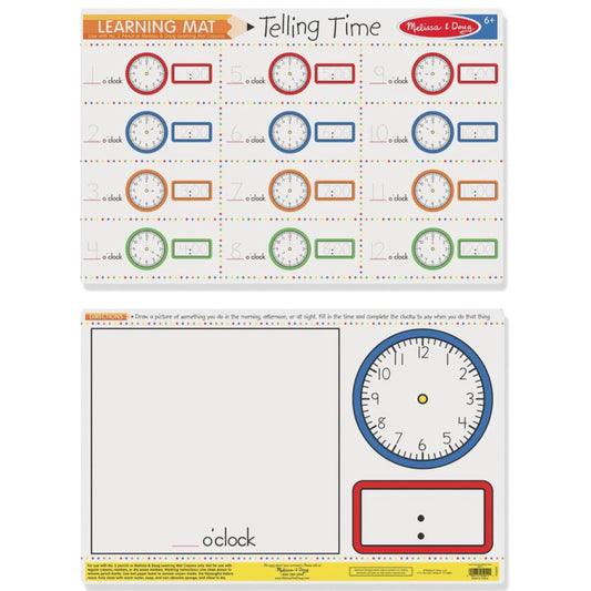 Telling Time Dry Erase Placemat.
